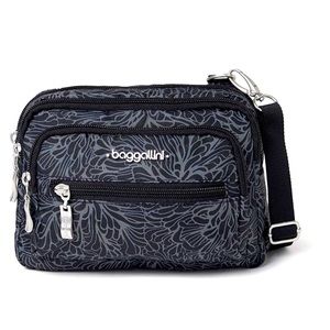 Baggallini Triple Zip Small Crossbody Convertible Fanny Pack Belt Bag